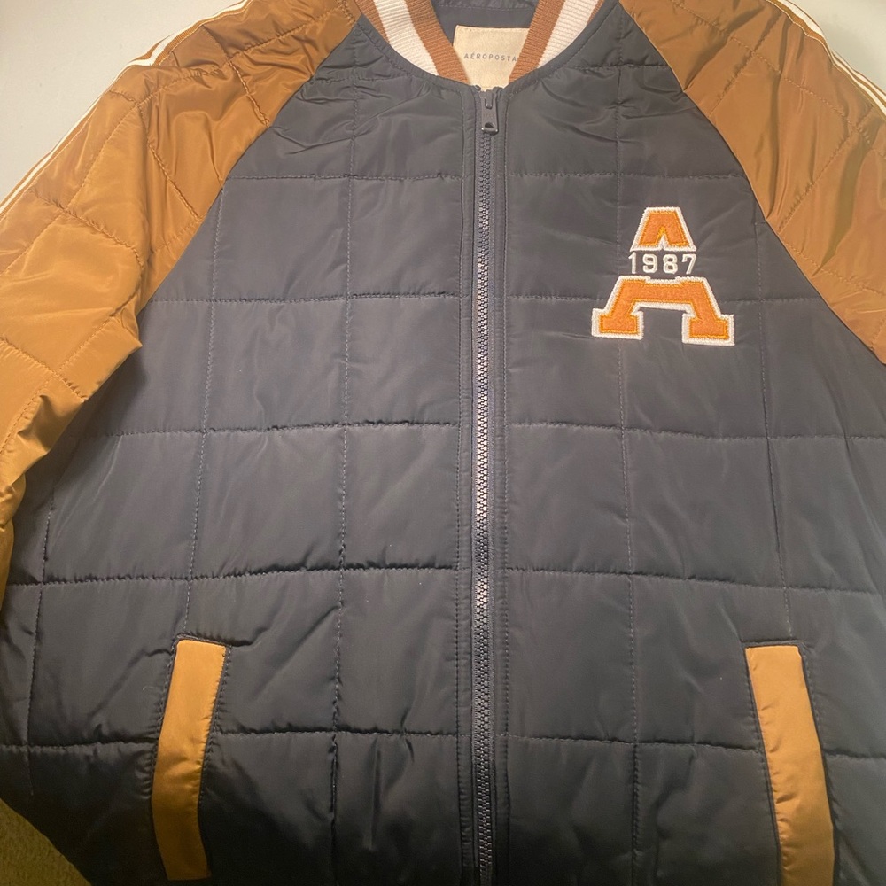 Brown and Blue Aeropostale Bomber/Varsity jacket size medium